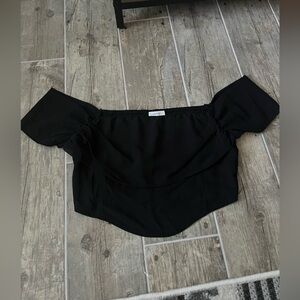 Better Be Cropped Black Off-Shoulder Top